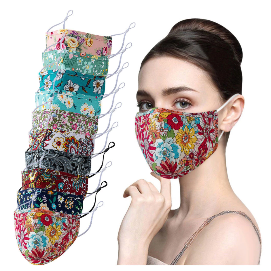 Floral Pattern Cloth Face Masks + Filter