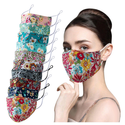 Floral Pattern Cloth Face Masks + Filter